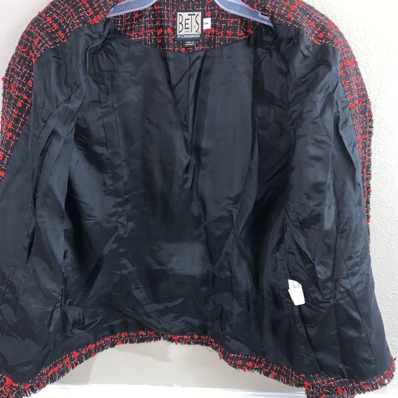 Vintage BETS by Canvasbacks M Woven ArTsY button down jacket Burgundy patchwork - Picture 6 of 7